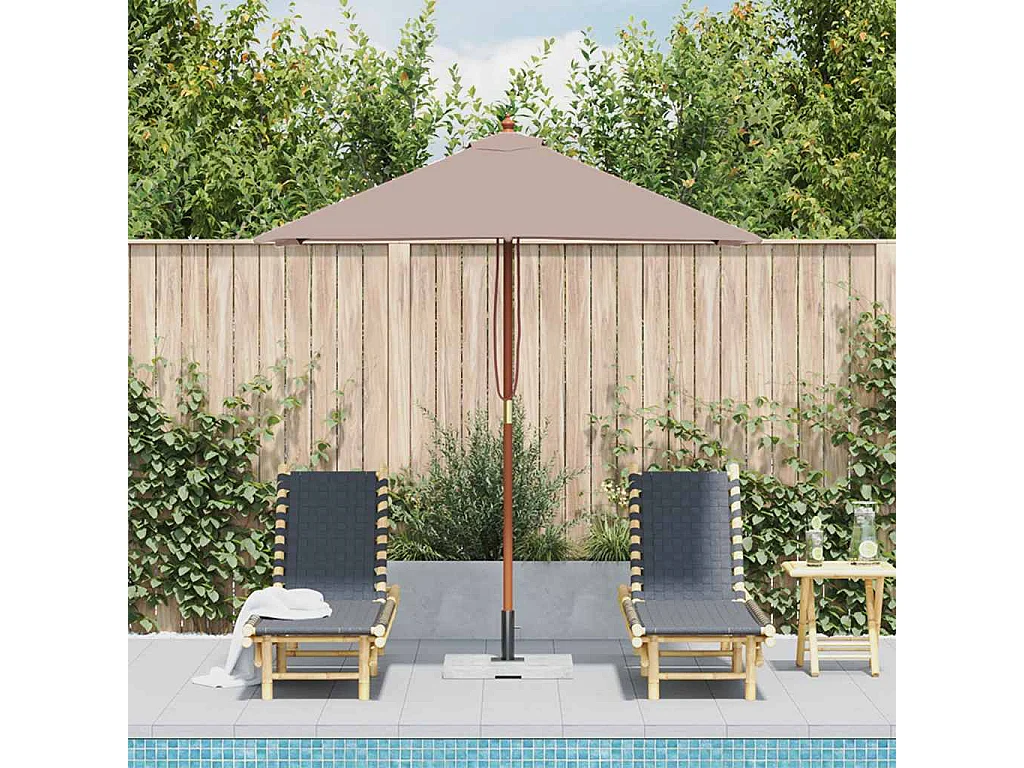 Keano  Parasol d'extérieur avec mât en bois 150x200 cm taupe