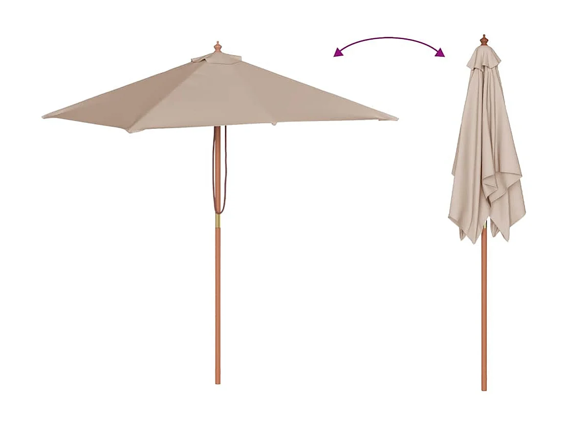 Keano  Parasol d'extérieur avec mât en bois 150x200 cm taupe