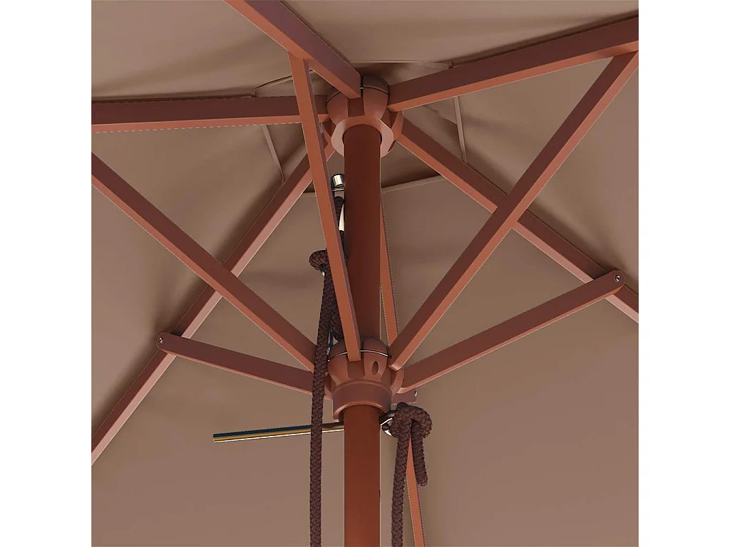Keano  Parasol d'extérieur avec mât en bois 150x200 cm taupe