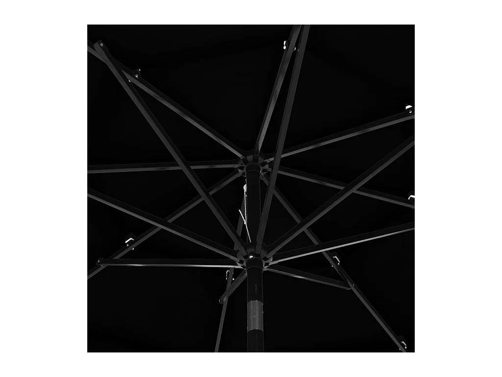 Nijkerk  Parasol de jardin à 3 niveaux avec mât en aluminium noir 3 m