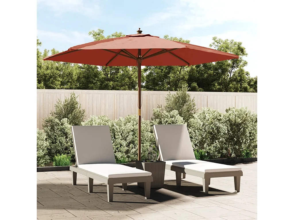 Sophie-Sandrine  Parasol met houten paal 299x240 cm terracottakleurig