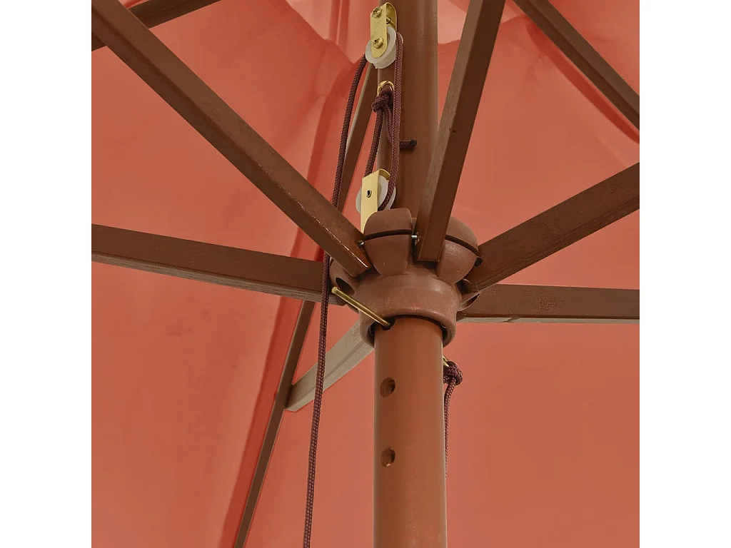 Sophie-Sandrine  Parasol met houten paal 299x240 cm terracottakleurig