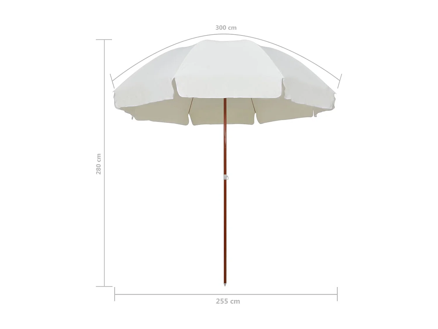 Brownsboro  Sombrilla de jardín con palo de acero blanco arena 300 cm