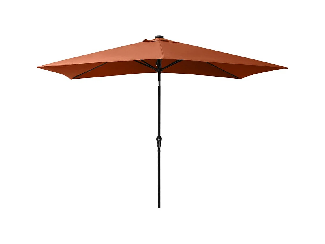Prudence  Parasol de jardin avec LED et mât en acier terre cuite 2x3 m