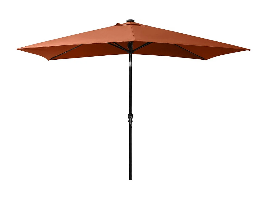 Prudence  Parasol de jardin avec LED et mât en acier terre cuite 2x3 m