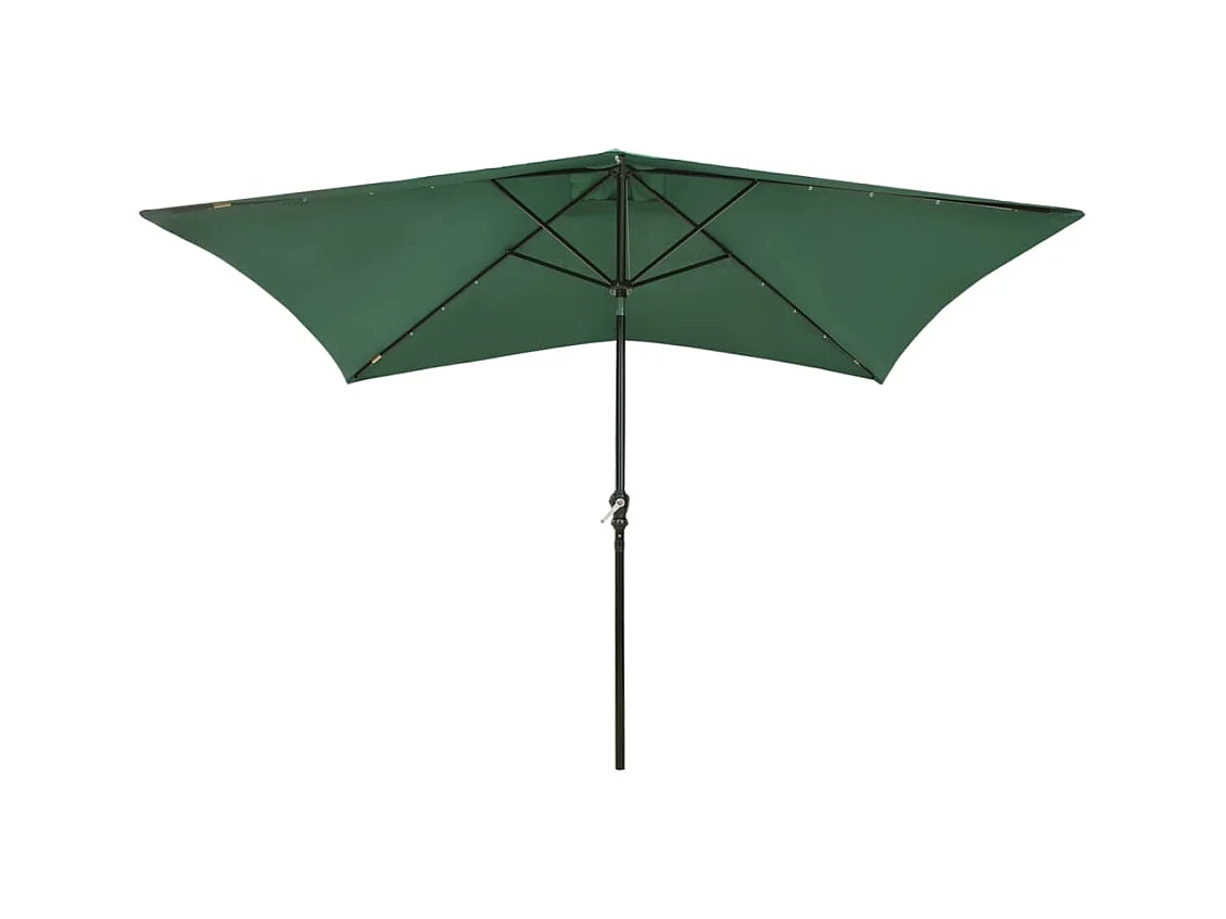 Prudence  Parasol de jardin avec LED et mât en acier Vert 2x3 m