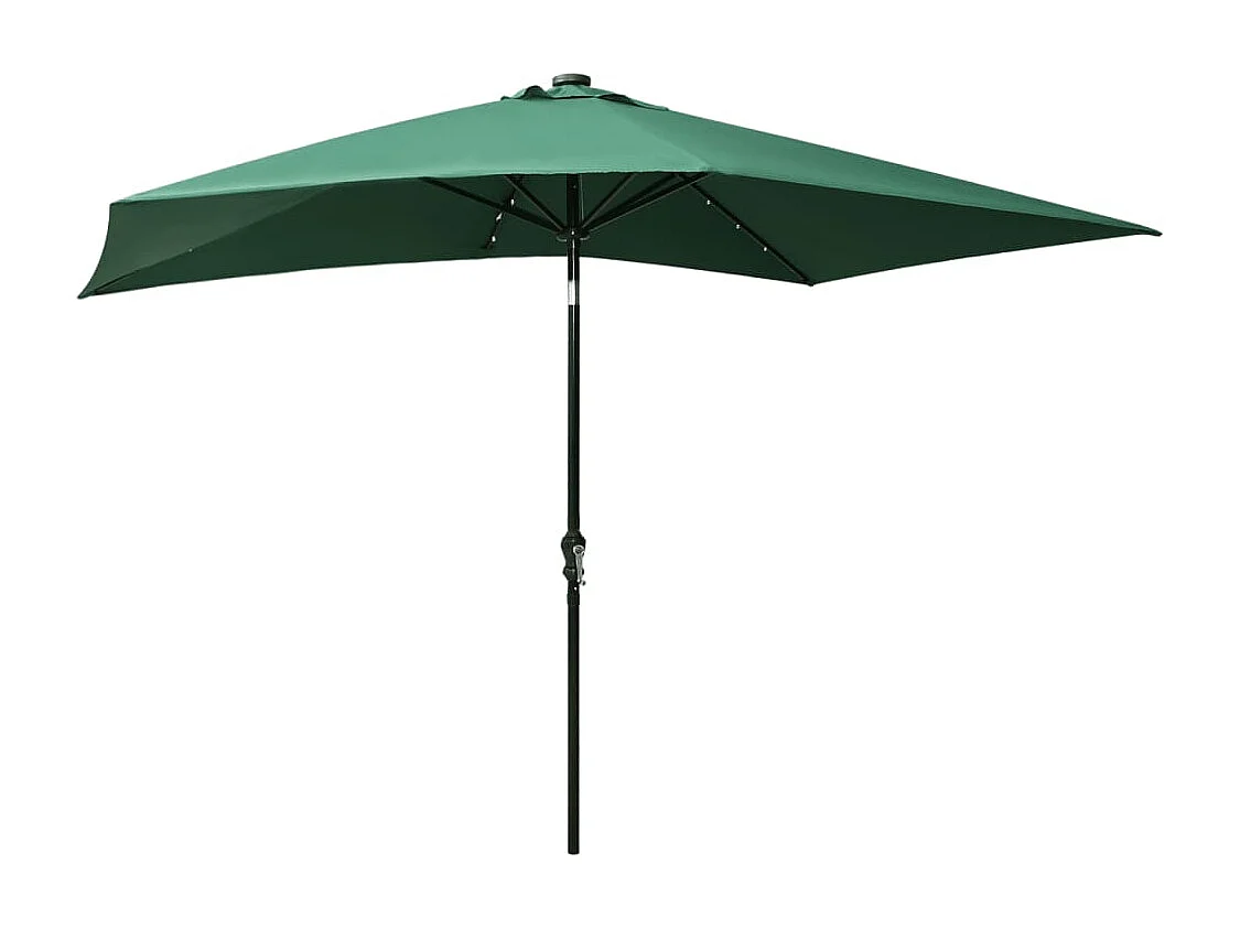 Prudence  Parasol de jardin avec LED et mât en acier Vert 2x3 m