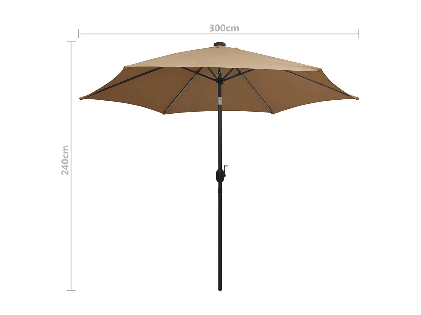 Perind  Parasol de jardin avec lumières LED et mât en aluminium taupe