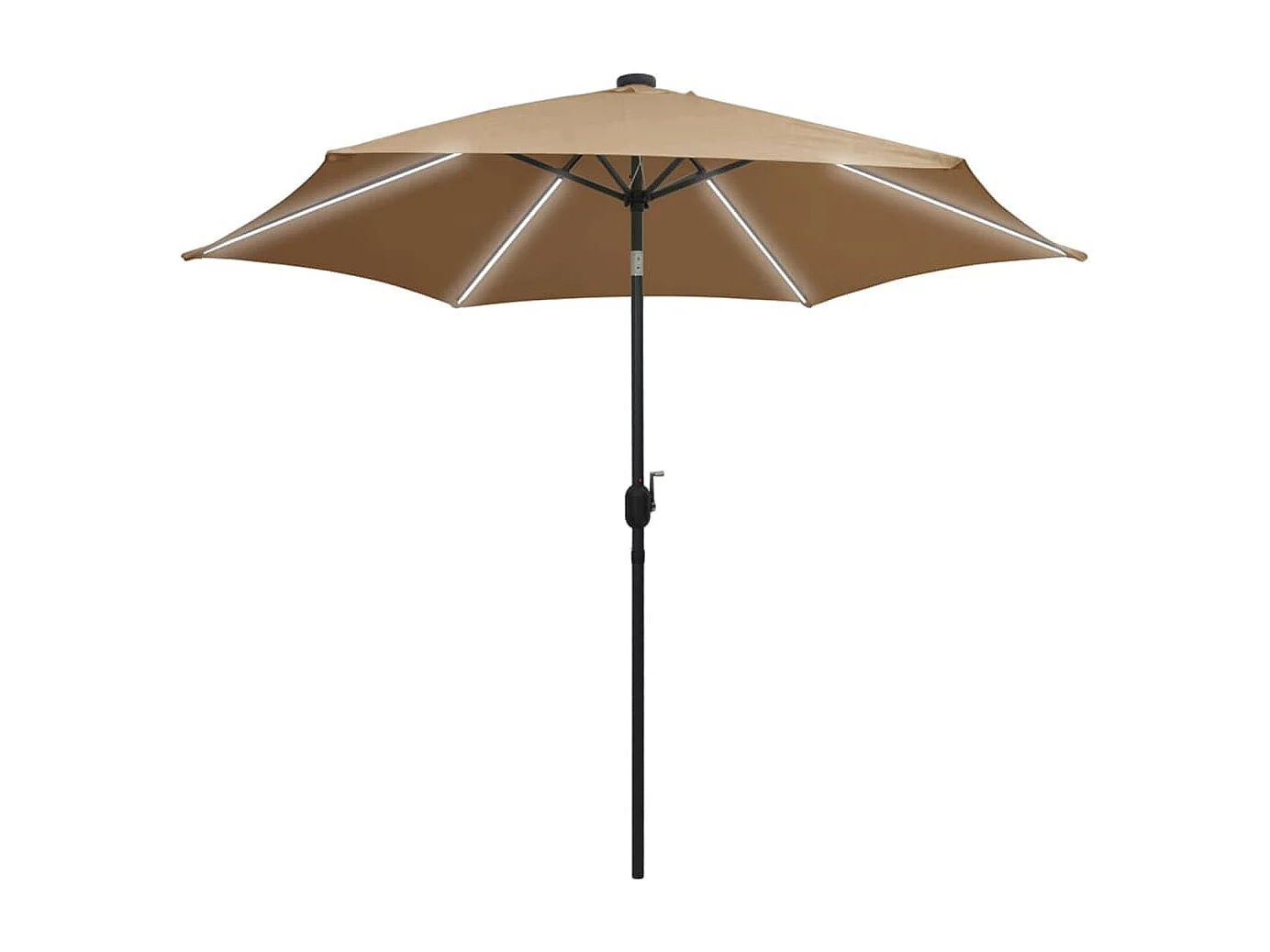 Perind  Parasol de jardin avec lumières LED et mât en aluminium taupe