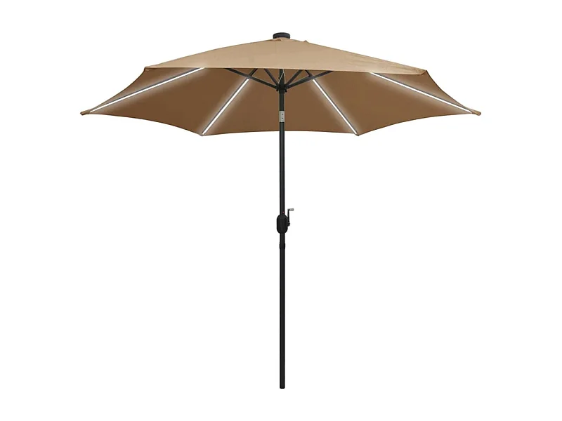 Perind  Parasol de jardin avec lumières LED et mât en aluminium taupe