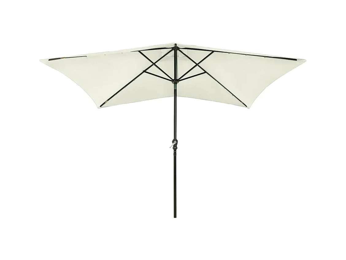 Prudence  Parasol de jardin avec LED et mât en acier sable 2x3 m