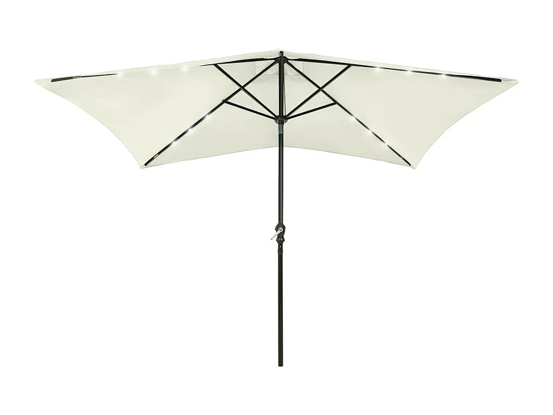 Prudence  Parasol de jardin avec LED et mât en acier sable 2x3 m