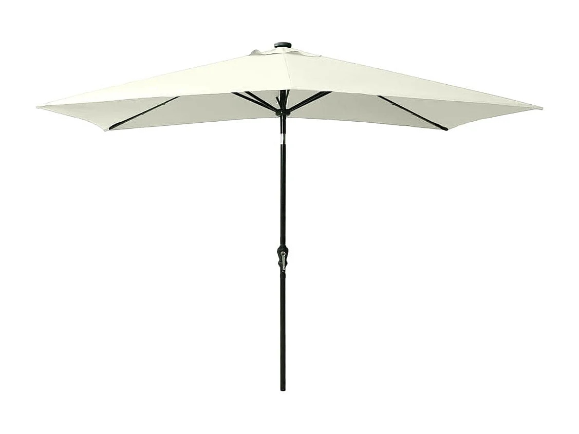 Prudence  Parasol de jardin avec LED et mât en acier sable 2x3 m