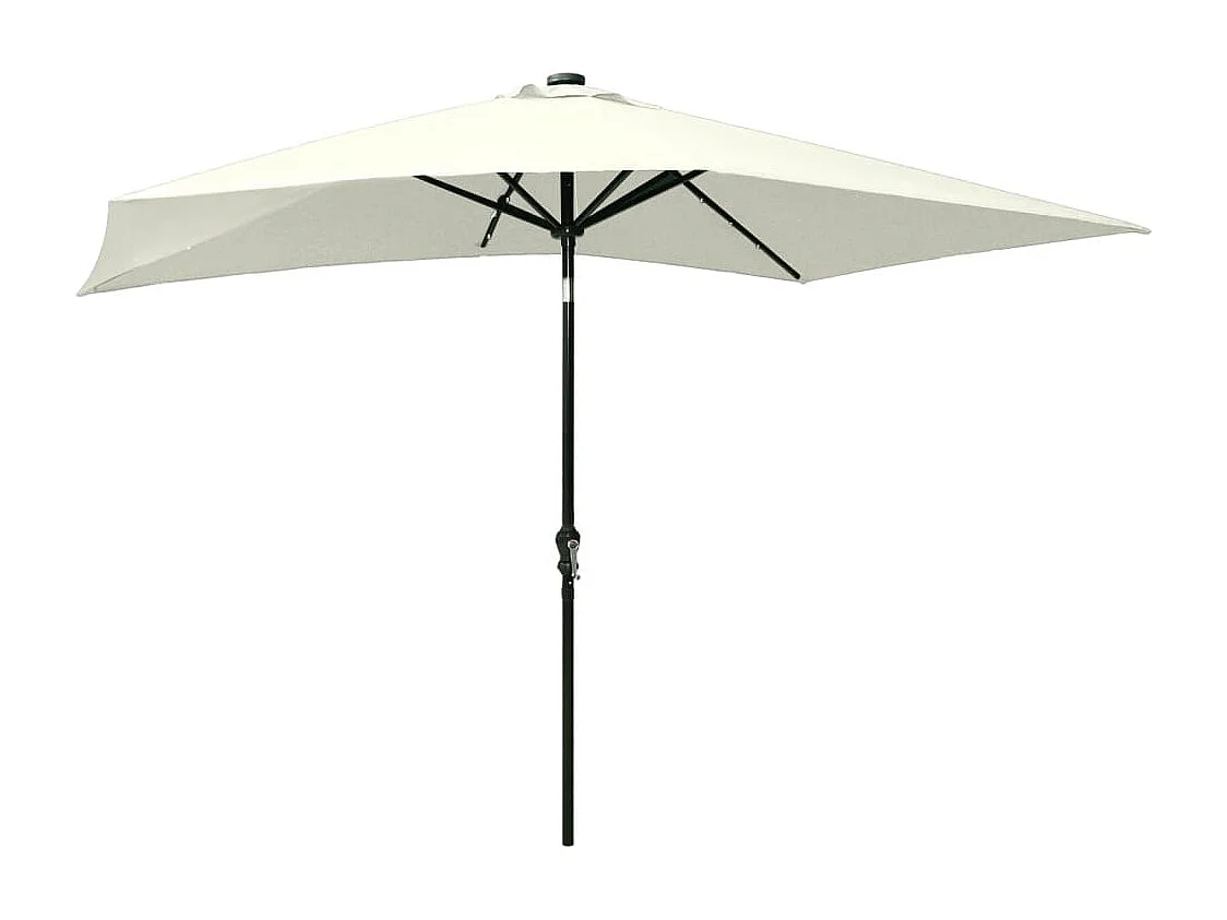 Prudence  Parasol de jardin avec LED et mât en acier sable 2x3 m