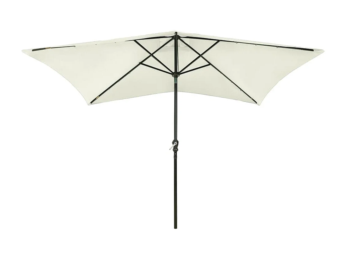 Prudence  Parasol de jardin avec LED et mât en acier sable 2x3 m