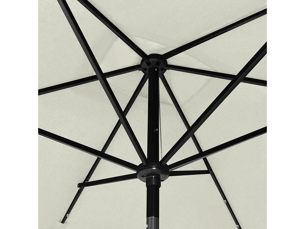 Prudence  Parasol de jardin avec LED et mât en acier sable 2x3 m