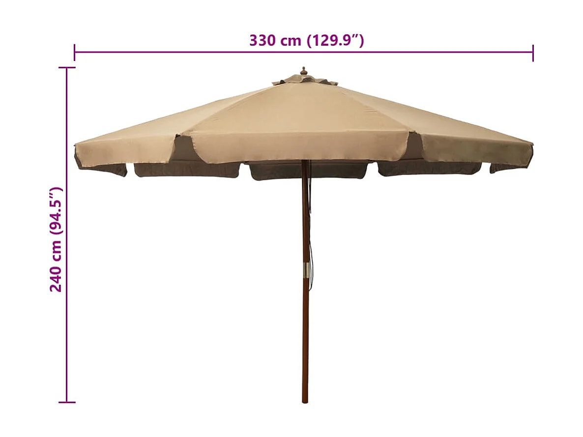 Eastvale  Parasol met houten paal 330 cm taupe