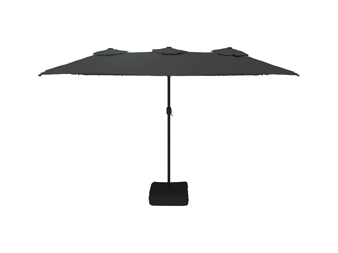 Anderson  Parasol de jardin à double tête avec LED anthracite 449x265 cm