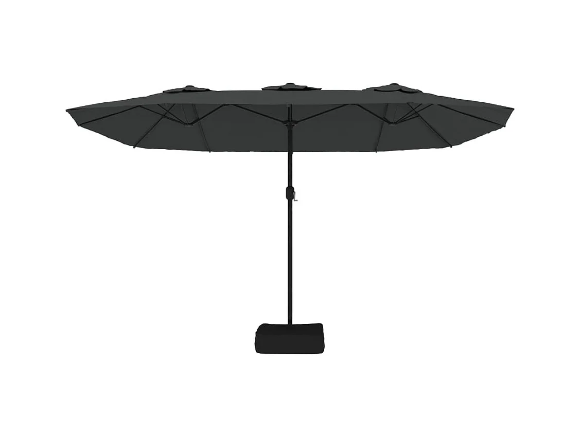 Anderson  Parasol de jardin à double tête avec LED anthracite 449x265 cm