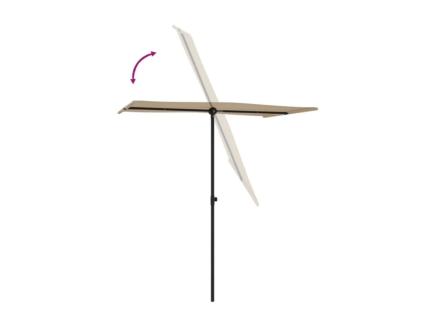 Zuhal  Parasol de jardin avec mât en aluminium 180x110 cm taupe