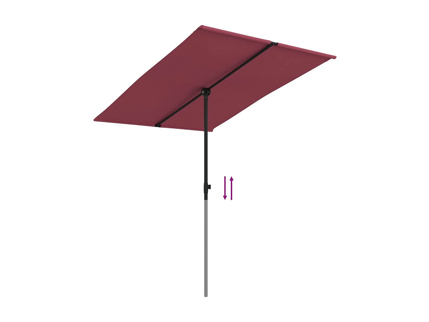 Zuhal  Parasol met aluminium paal 2x1,5 m bordeauxrood