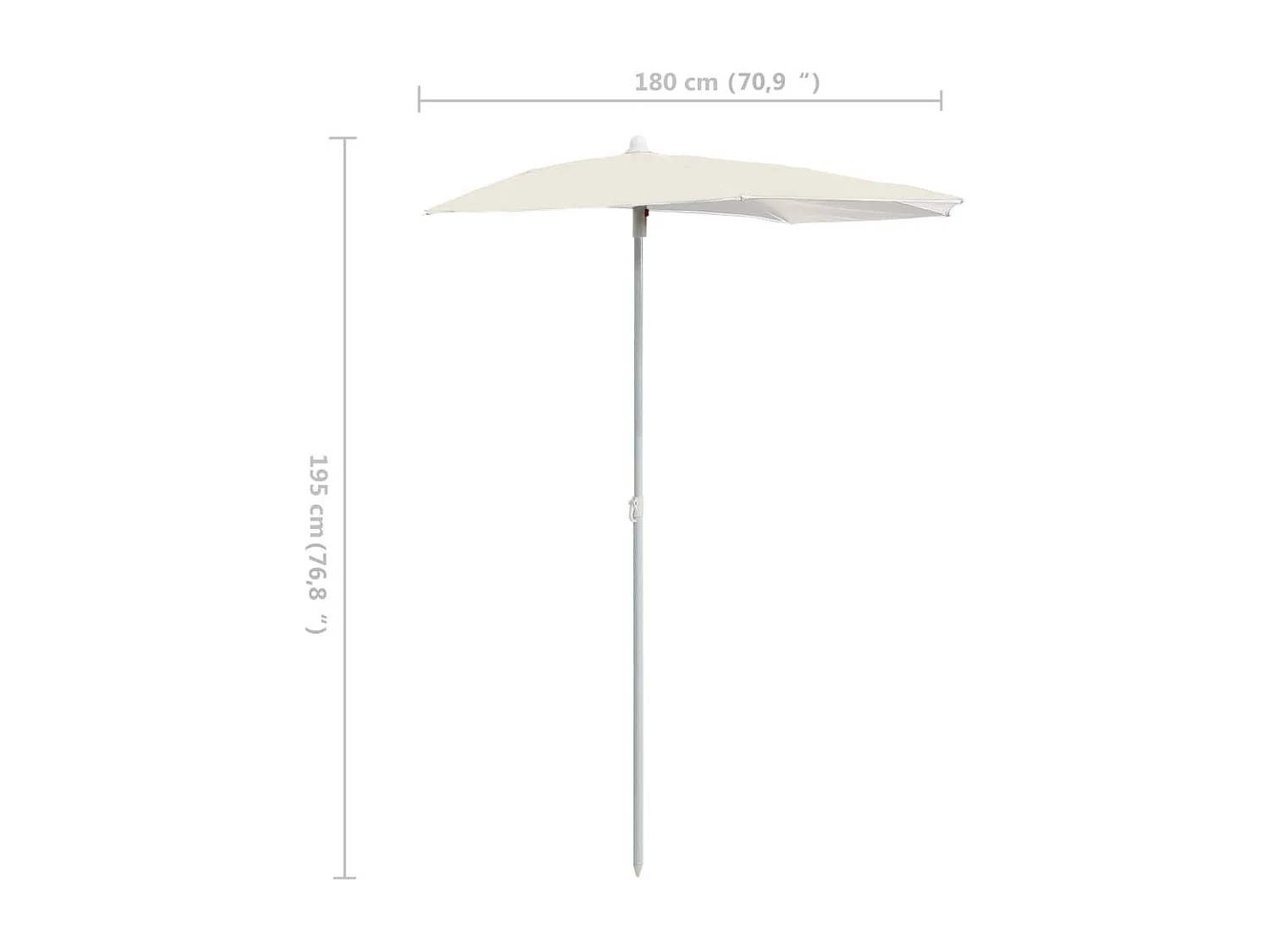 Hancock  Demi-parasol de jardin avec mât 180x90 cm sable