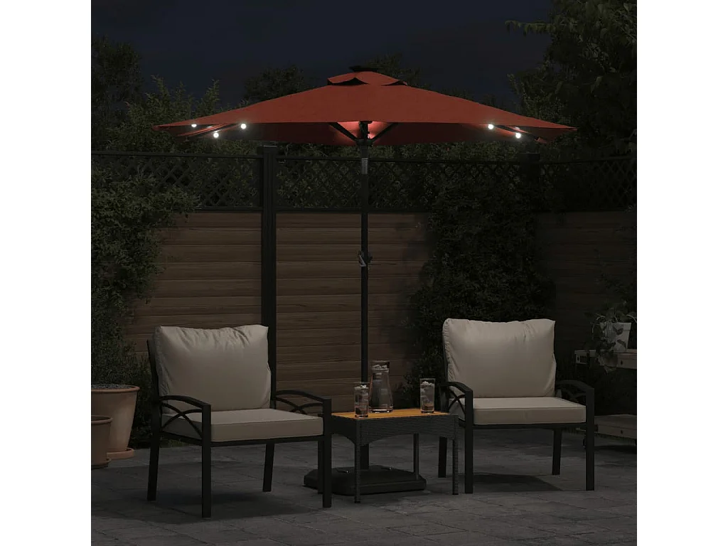 Albemarle  Sombrilla jardín con LEDs poste acero terracota 225x225x212 cm