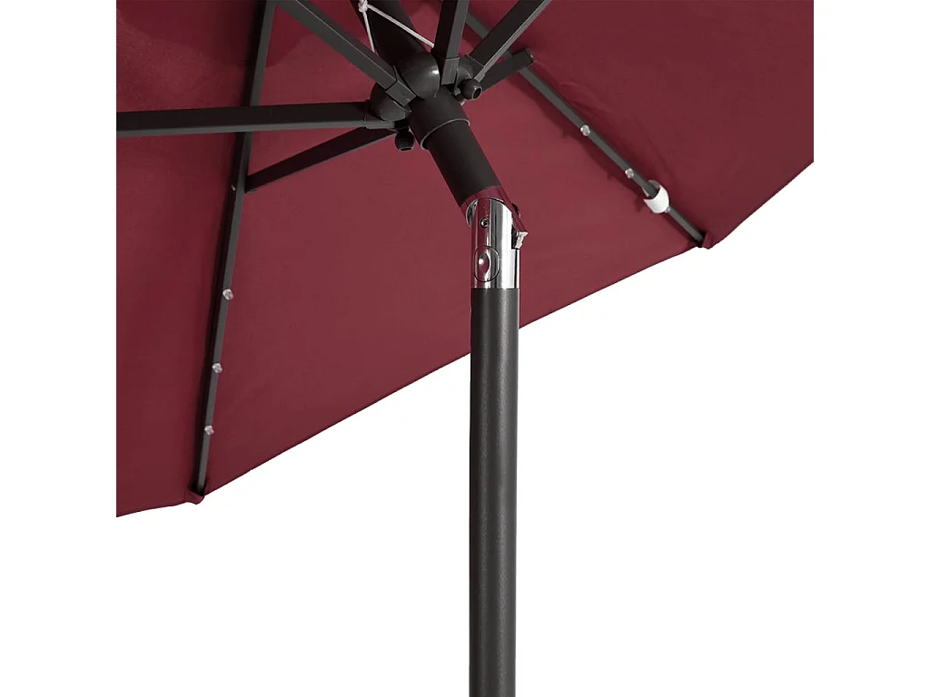 Albemarle  Parasol de jardin avec LED mât en acier bordeaux 225x225x212 cm