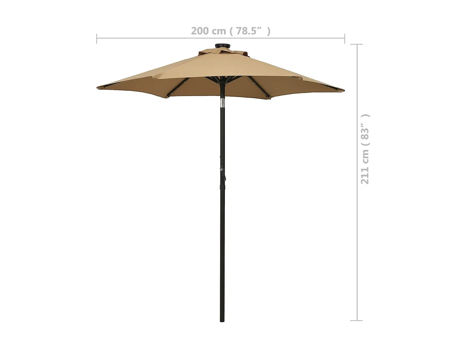 Zerdal  Parasol de jardin avec lumières LED taupe 200x211 cm aluminium