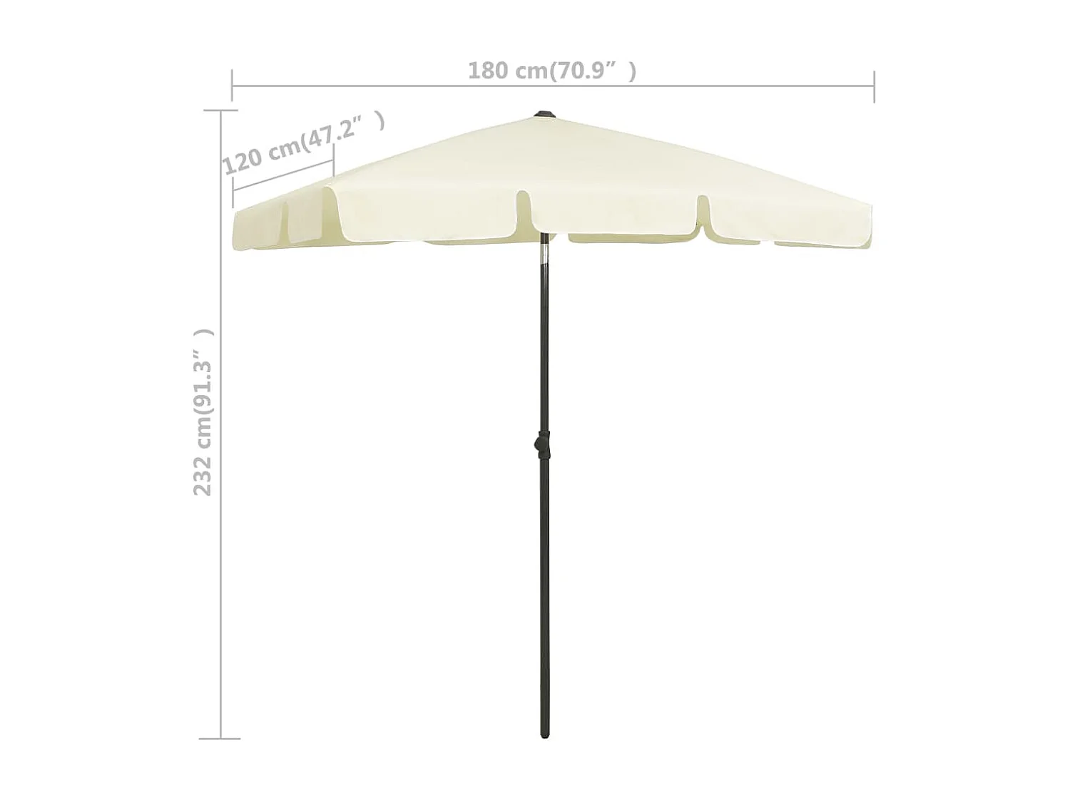 Roxanne  Parasol de plage jaune sable 180x120 cm
