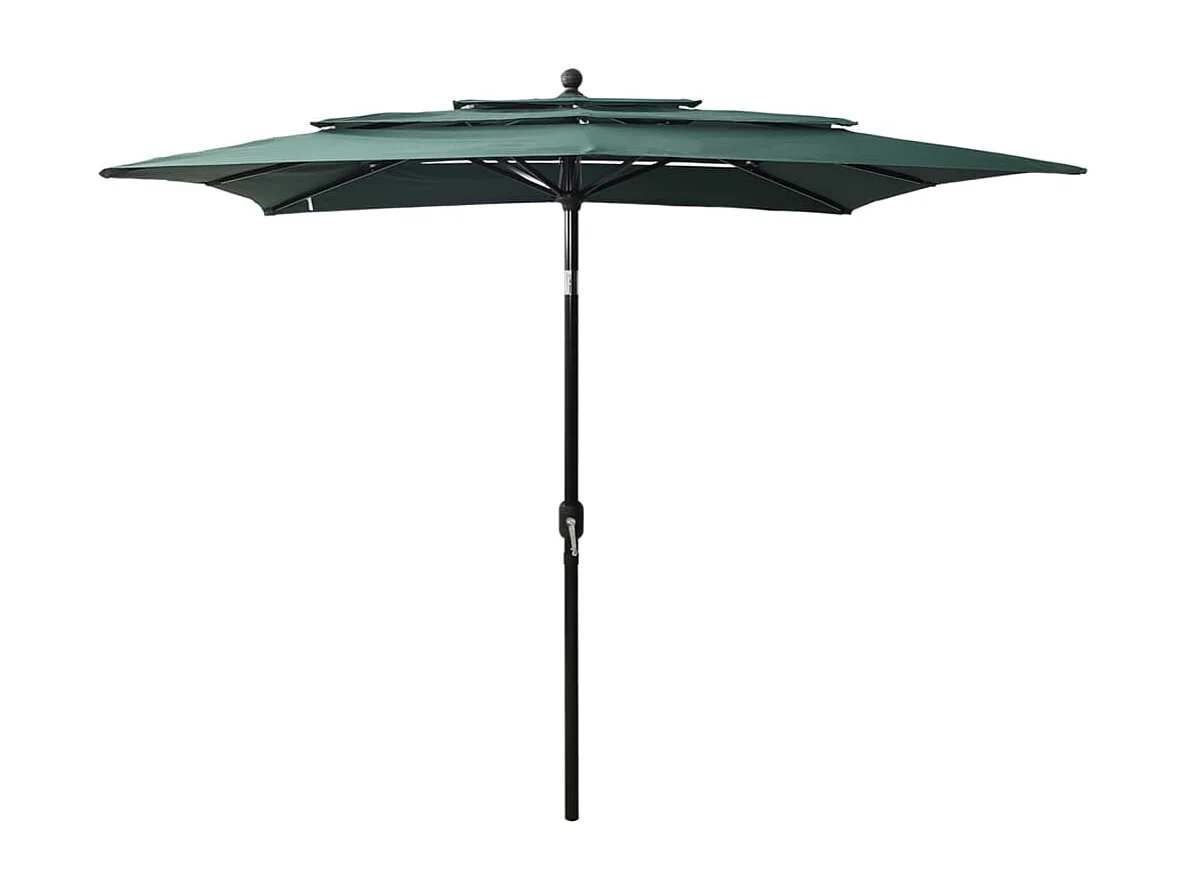 Mart  Parasol de jardin à 3 niveaux avec mât en aluminium vert