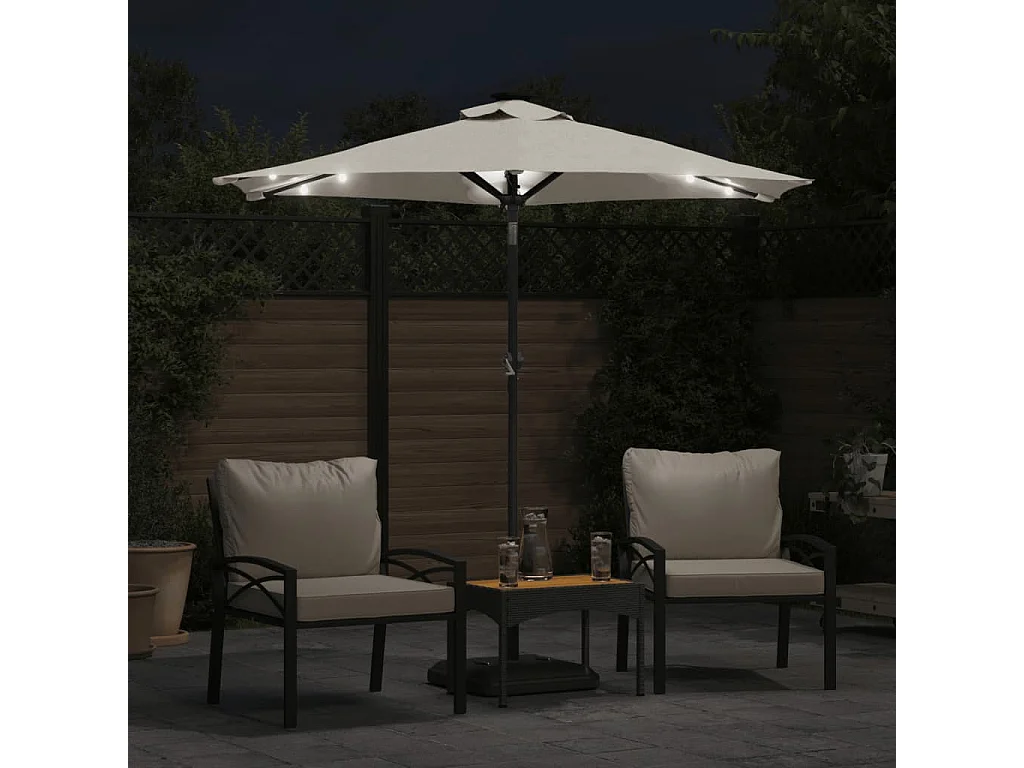 Albemarle  Sombrilla jardín con luces LED poste acero blanca 225x225x212cm