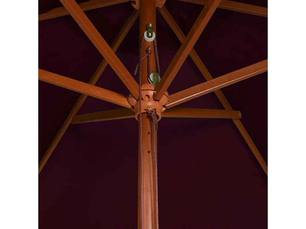 Isabel María  Parasol de jardin avec mât en bois rouge bordeaux 200x300 cm
