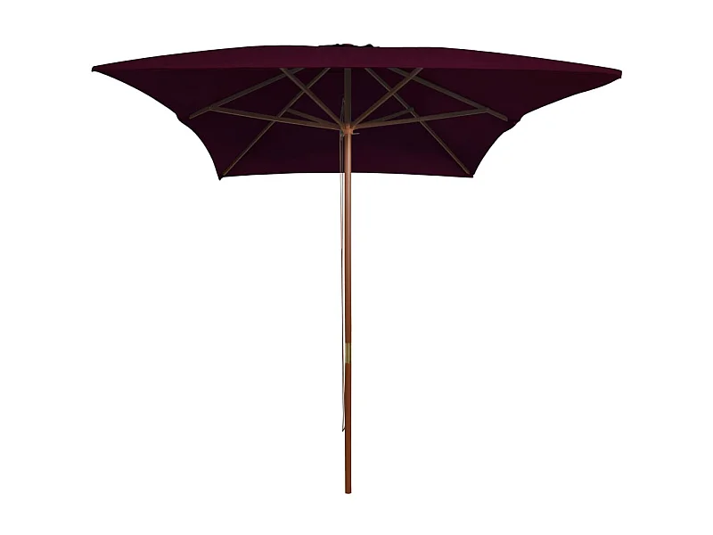 Isabel María  Parasol de jardin avec mât en bois rouge bordeaux 200x300 cm