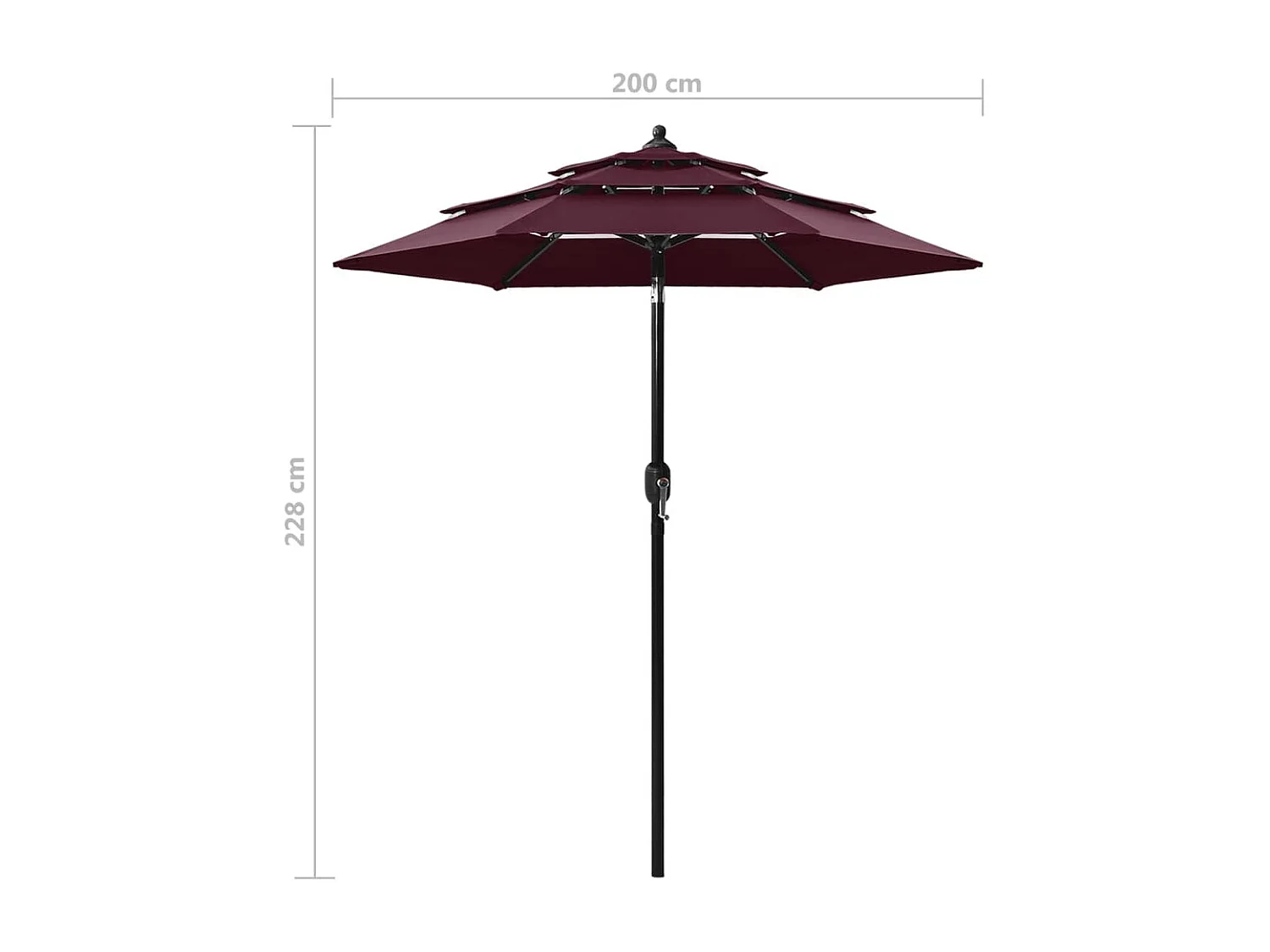 Nijkerk  Parasol 3-laags met aluminium paal 2 m bordeauxrood