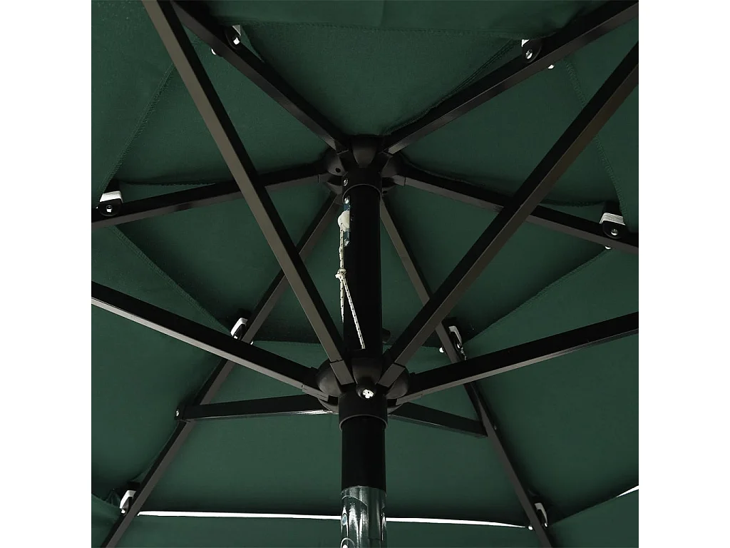 Nijkerk  Parasol de jardin à 3 niveaux avec mât en aluminium vert 2 m