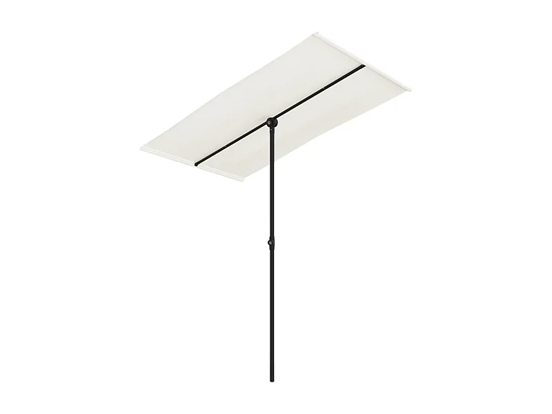 Zuhal  Parasol de jardin avec mât en aluminium 180x110 cm blanc sable