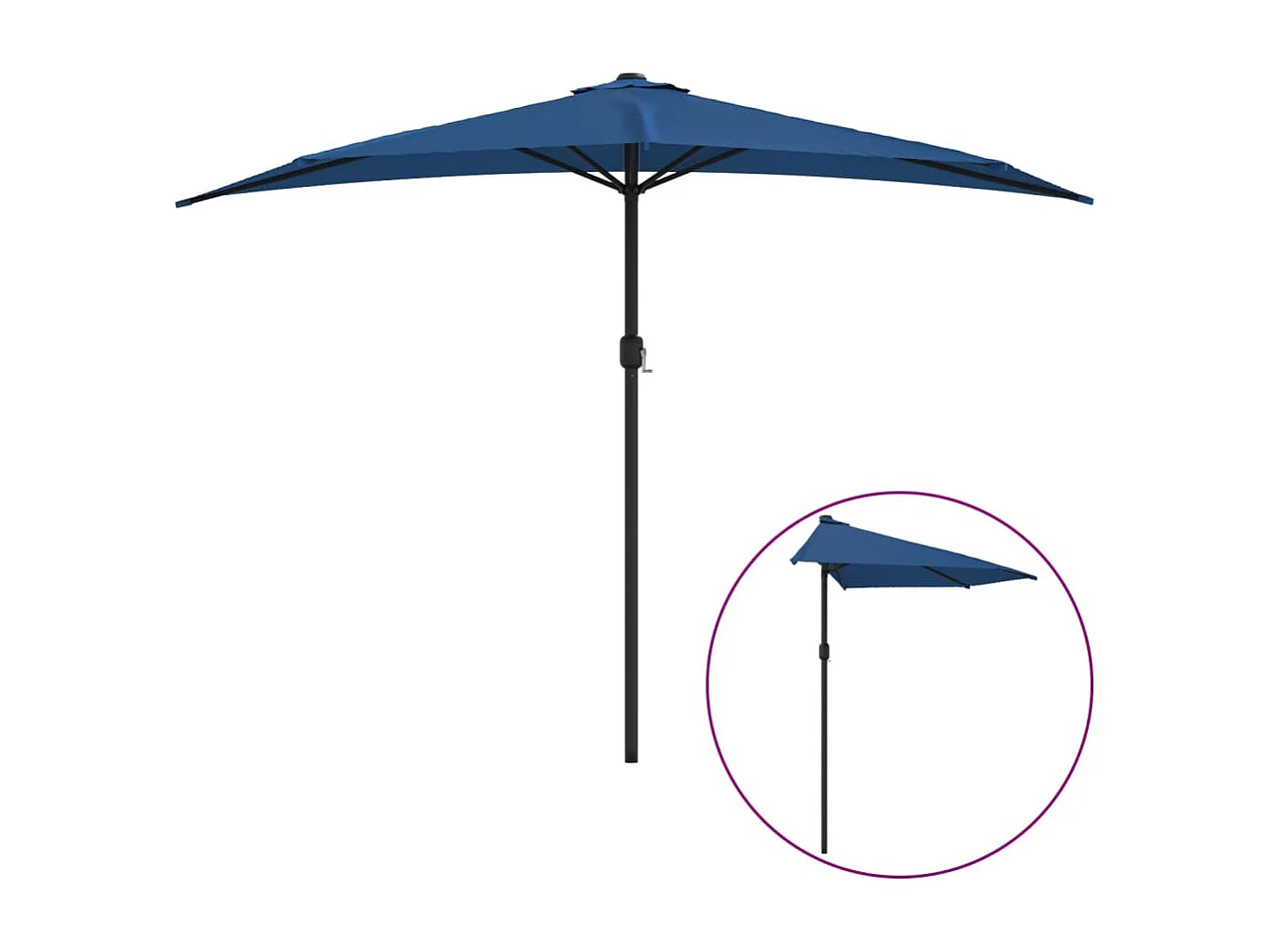 Vilde Kristine  Balkonparasol half met aluminium paal 300x155x223 cm blauw