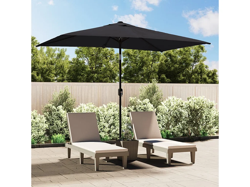 Torhildr  Parasol d'extérieur avec mât en métal 300x200 cm Noir