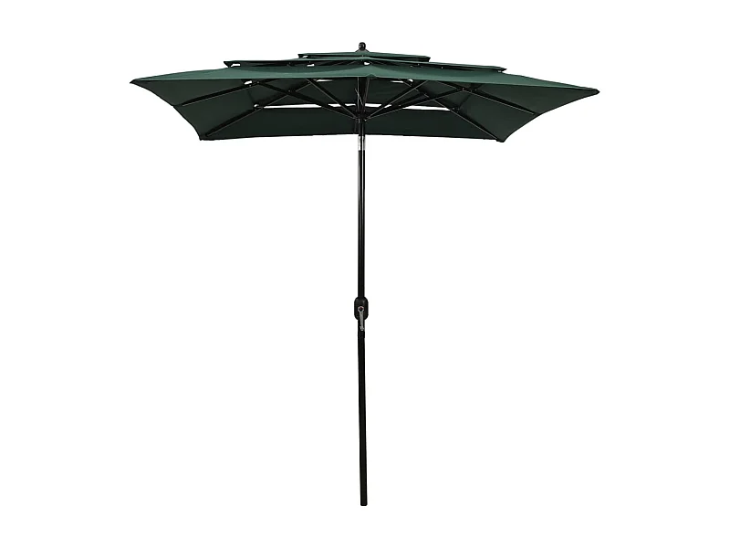 Mart  Parasol de jardin à 3 niveaux avec mât en aluminium vert 2x2 m