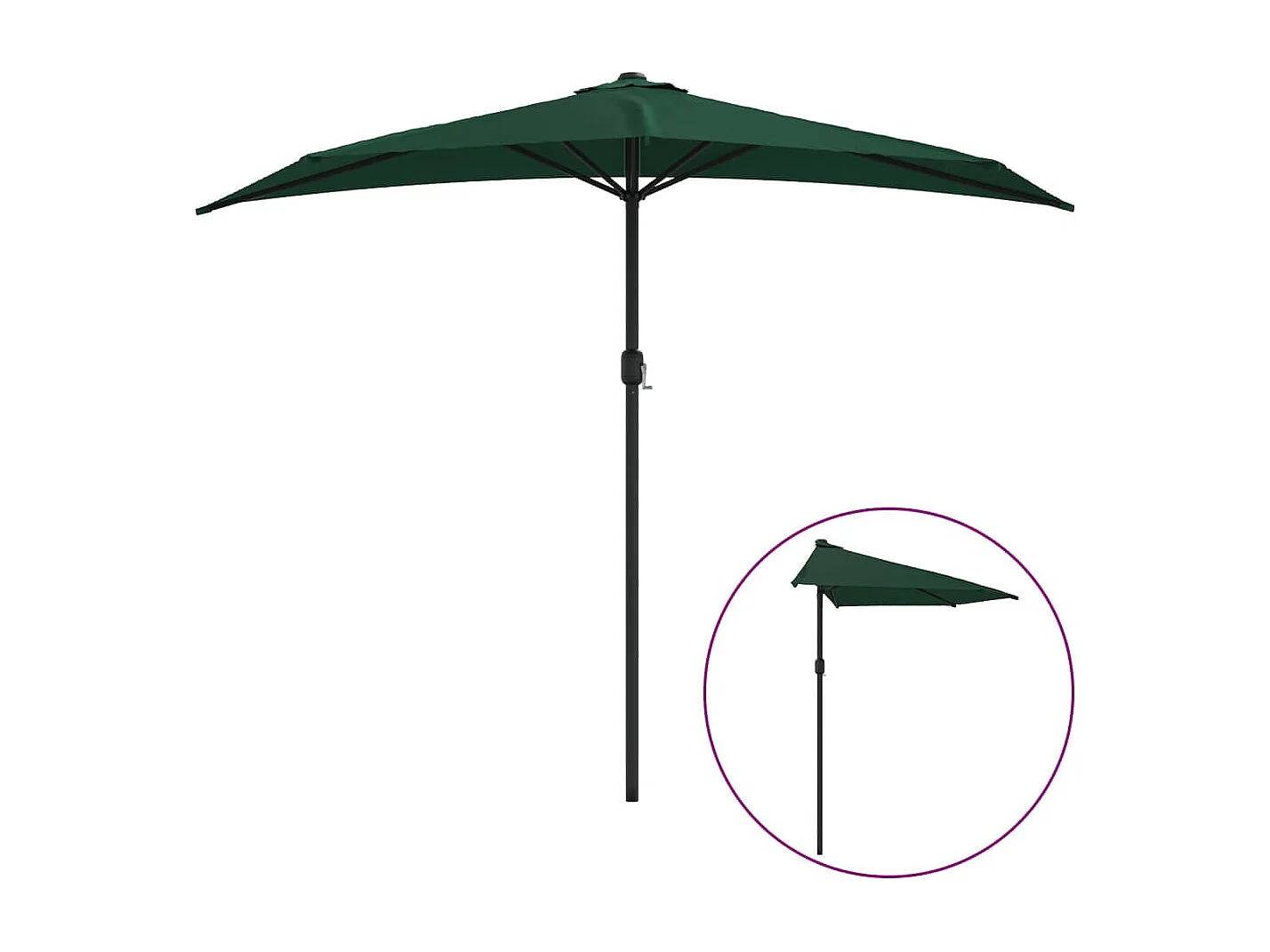 Vilde Kristine  Balkonparasol half met aluminium paal 270x144 cm groen