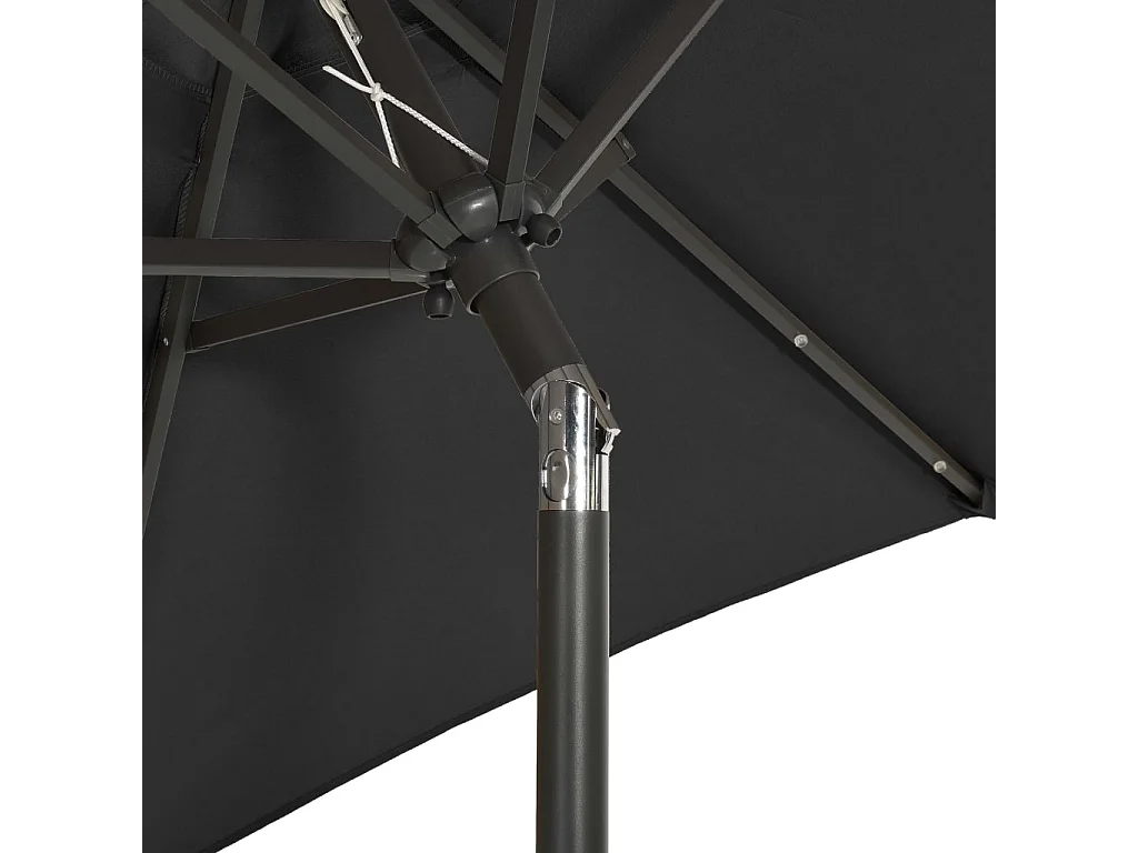 Zerdal  Parasol de jardin avec lumières LED noir 200x211 cm aluminium