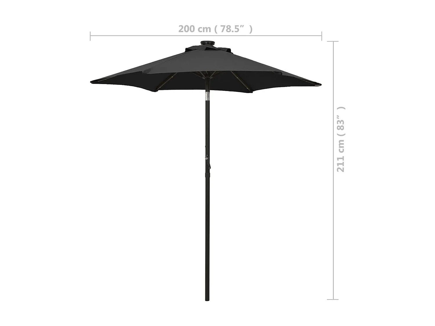 Zerdal  Parasol de jardin avec lumières LED noir 200x211 cm aluminium