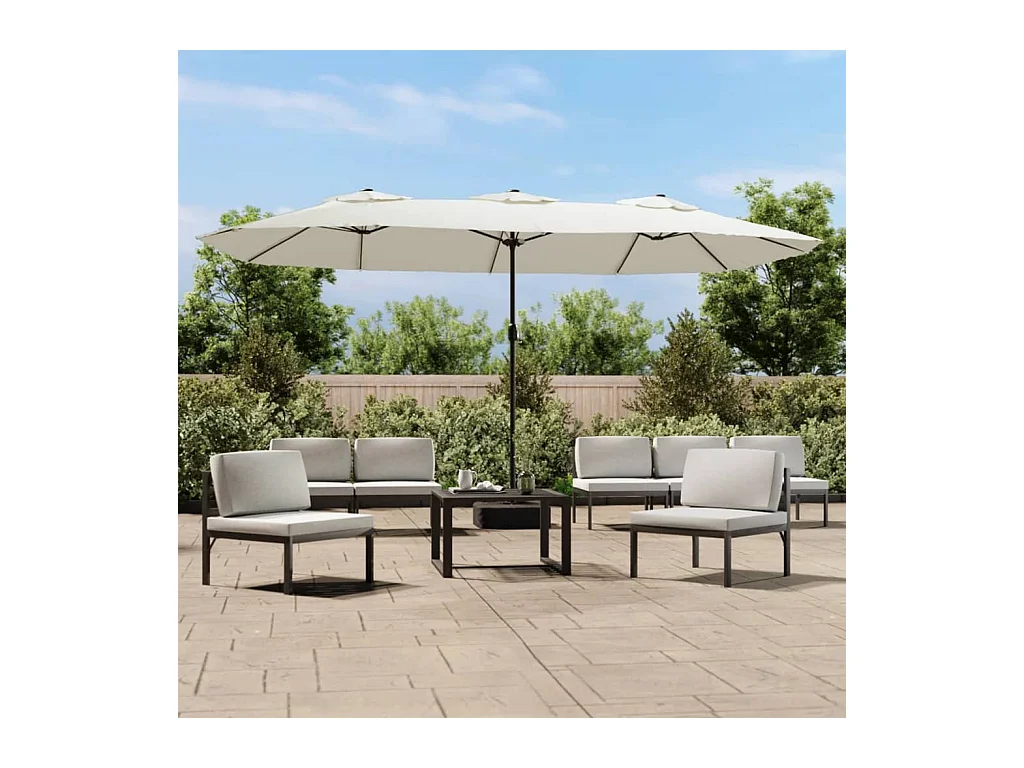 Anderson  Parasol de jardin à double tête avec LED blanc sable 449x265 cm