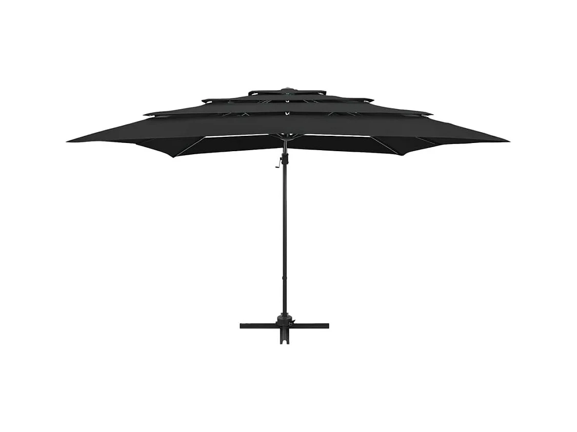 Zyldar  Sombrilla de jardín 4 niveles palo de aluminio negro 250x250 cm