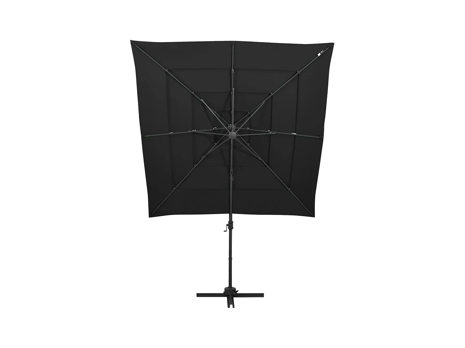 Zyldar  Parasol de jardin à 4 niveaux avec mât en aluminium noir