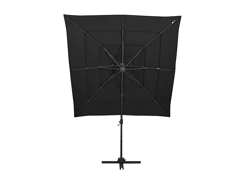 Zyldar  Parasol de jardin à 4 niveaux avec mât en aluminium noir