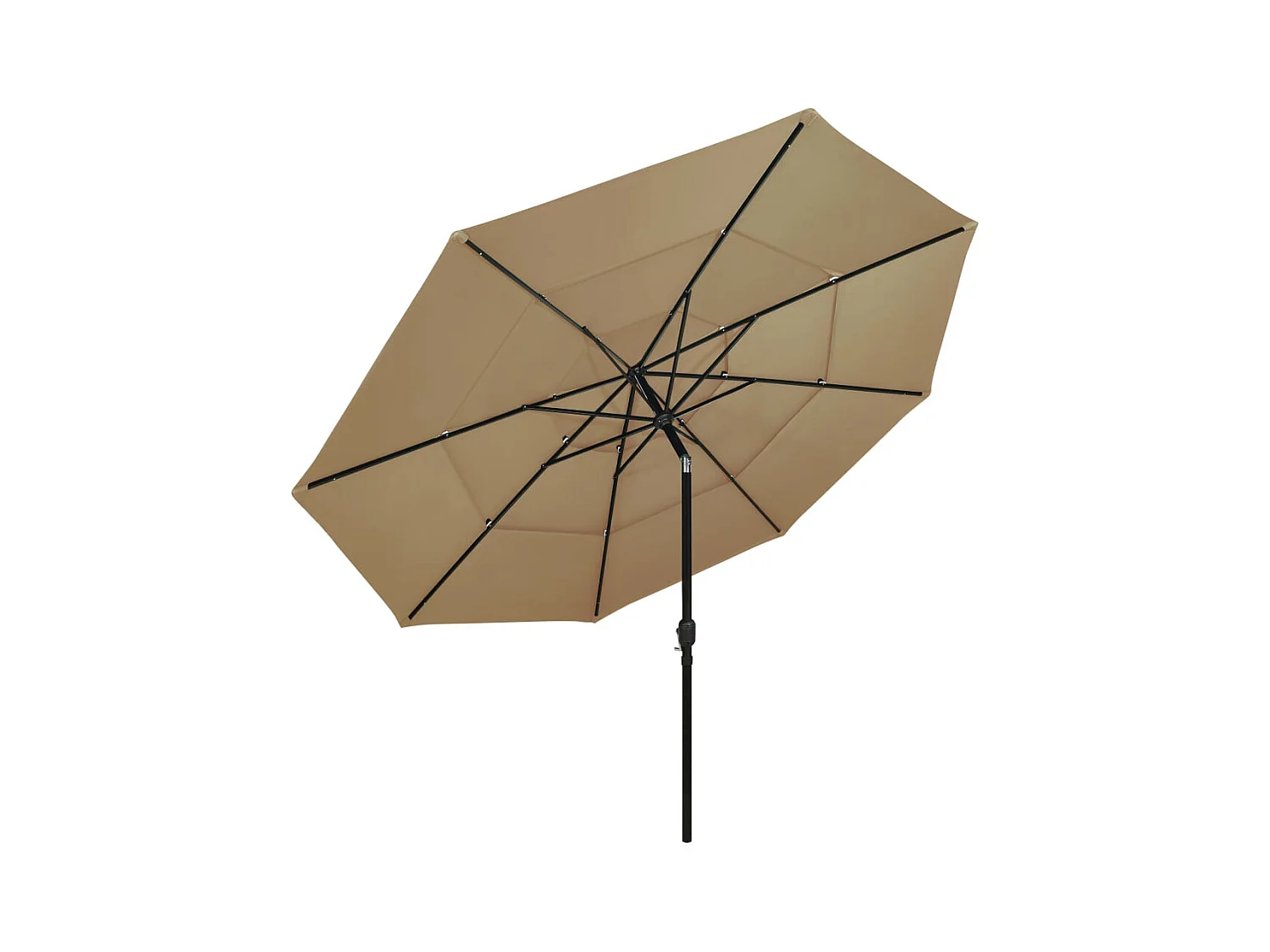 Nijkerk  Parasol de jardin à 3 niveaux avec mât en aluminium taupe 3,5 m