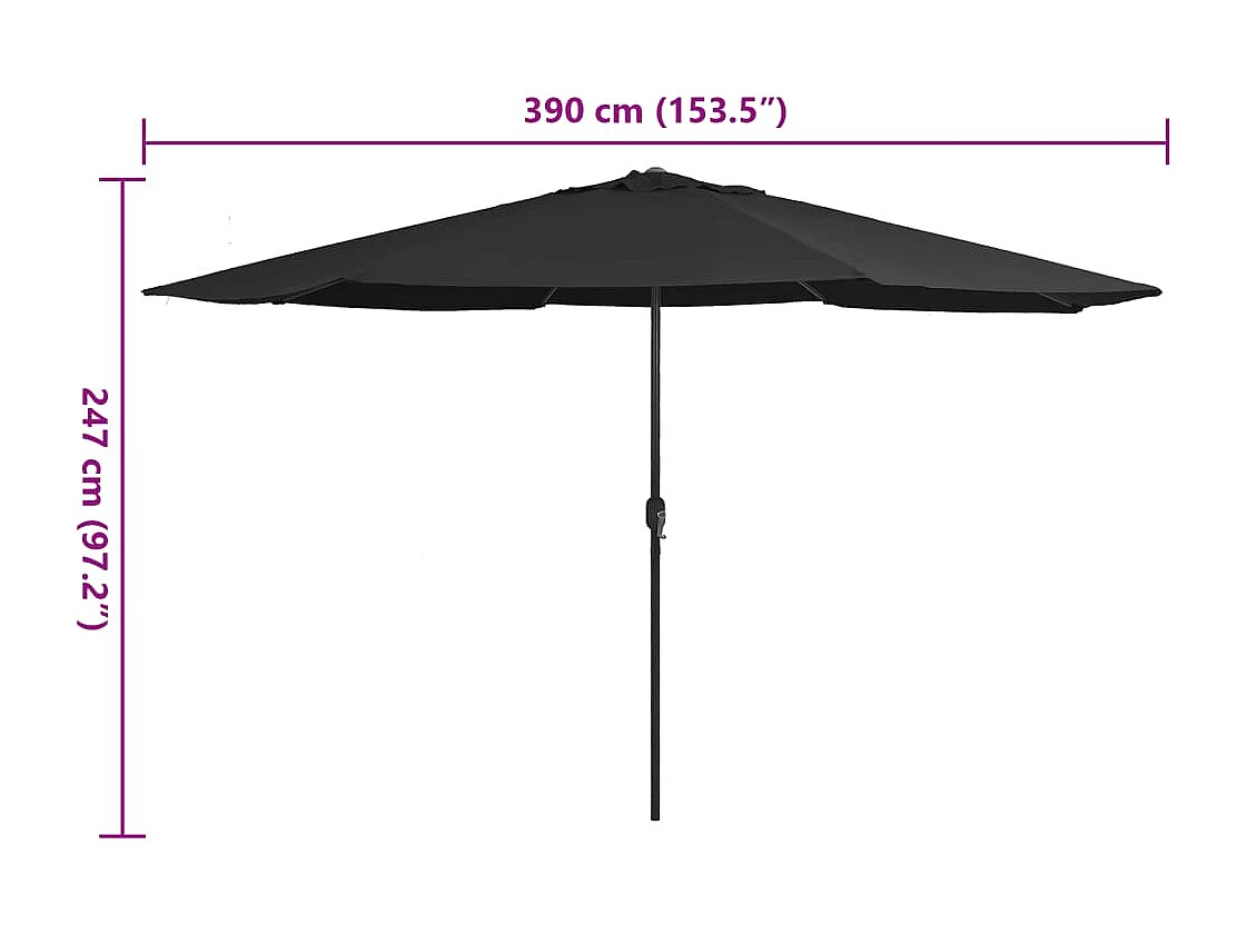 Orlinor  Parasol met metalen paal 390 cm zwart