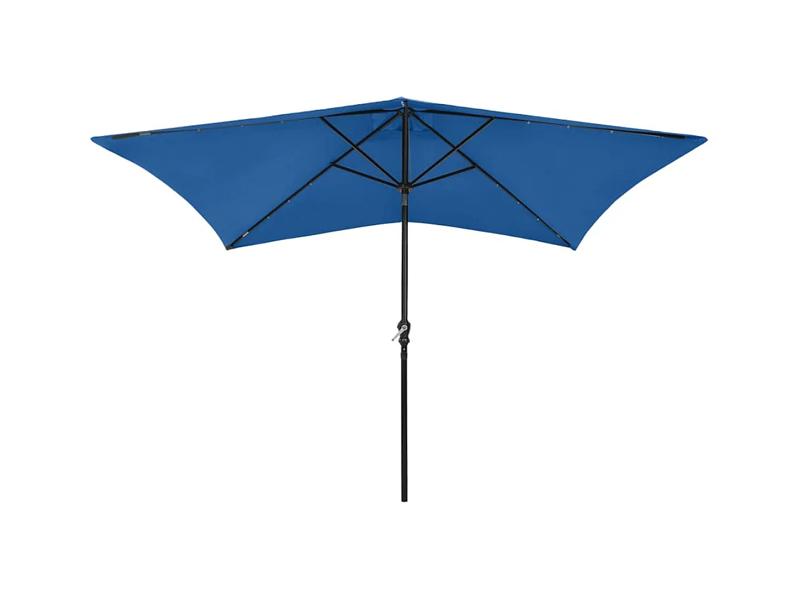 Prudence  Parasol de jardin avec LED et mât en acier bleu azuré 2x3 m